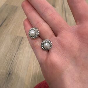 Diamond Encrusted Pearl Earrings